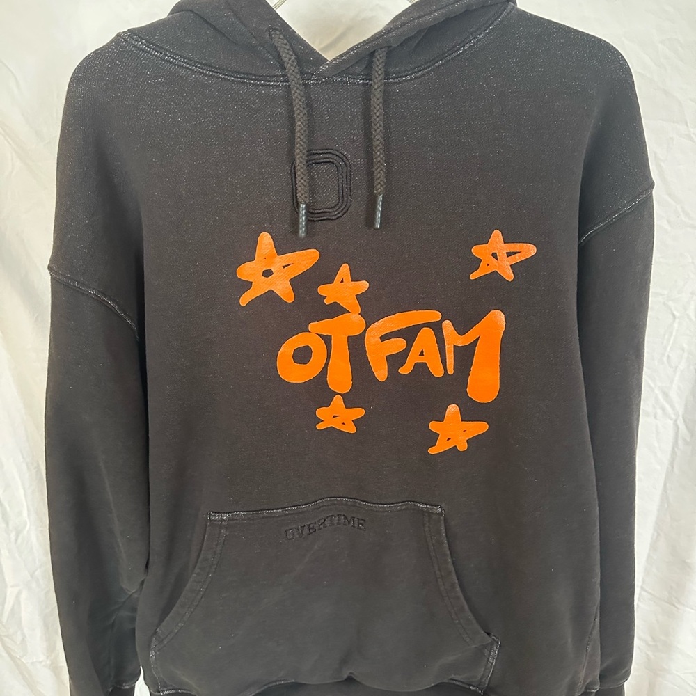 Overtime Black Hoodie with Orange Graphic